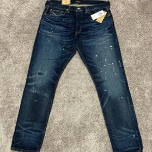Polo Ralph Lauren Sullivan Slim Paint Splatter Blue Jeans Mens Size 34x32
